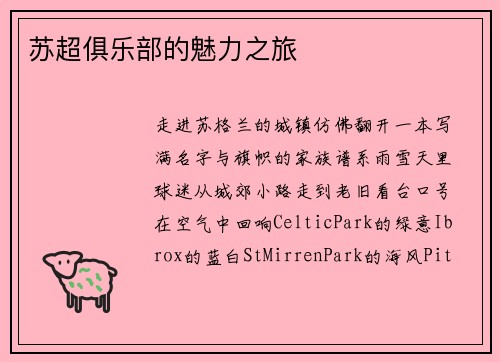 苏超俱乐部的魅力之旅