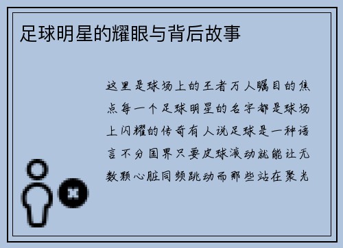 足球明星的耀眼与背后故事